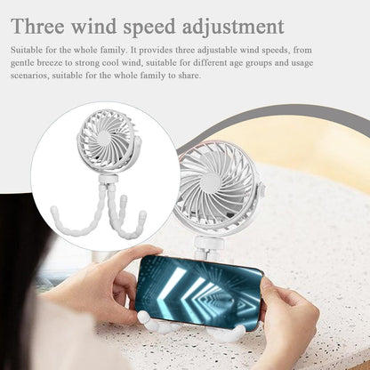 Portable Stroller Fan, USB Rechargeable Flexible Tripod Clip On Fan For Baby Stroller Car Seat, 3 Speeds Adjustable Personal Cooler