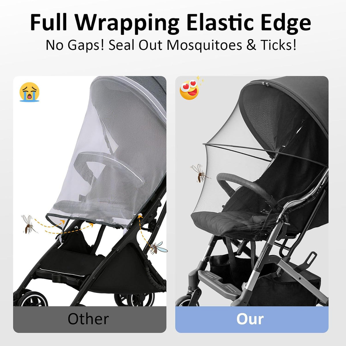 2-1 Stroller Sun Shade Cover & Mosquito Net, Universal Stroller Cover
