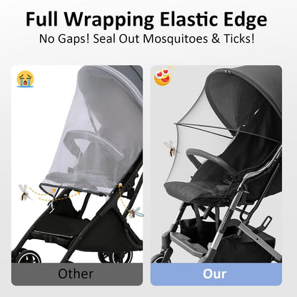 2-1 Stroller Sun Shade Cover & Mosquito Net, Universal Stroller Cover