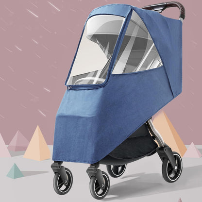 Universal Stroller Rain Cover - Windproof, Coldproof - Breathable Material, Ventilation Holes for Unrestricted Airflow (Linen Blue)