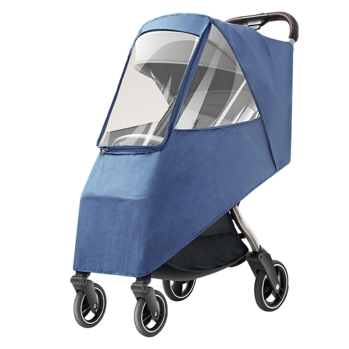 Universal Stroller Rain Cover - Windproof, Coldproof - Breathable Material, Ventilation Holes for Unrestricted Airflow (Linen Blue)