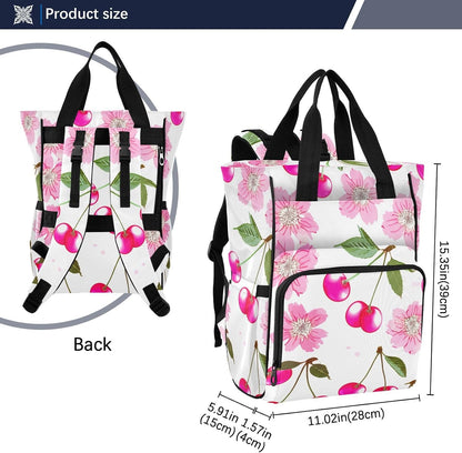 Diaper Bag Backpack, Multifunction Travel Bag for Moms Dads, Baby Changing Bag with Insulted Pockets, Stroller Straps and Side Bottle Pockets Blossom Berry Pattern