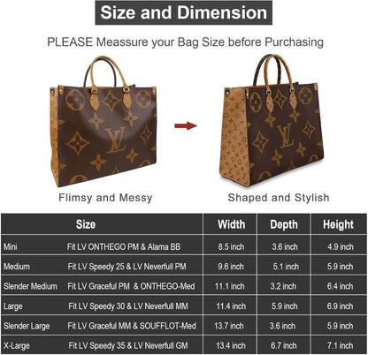 Purse Organizer Insert, Felt Tote Bag Organizer Insert with 5 Sizes, Handbag Dividers for Inside Purse, Compatible with Longchamp, Neverful, Speedy and More