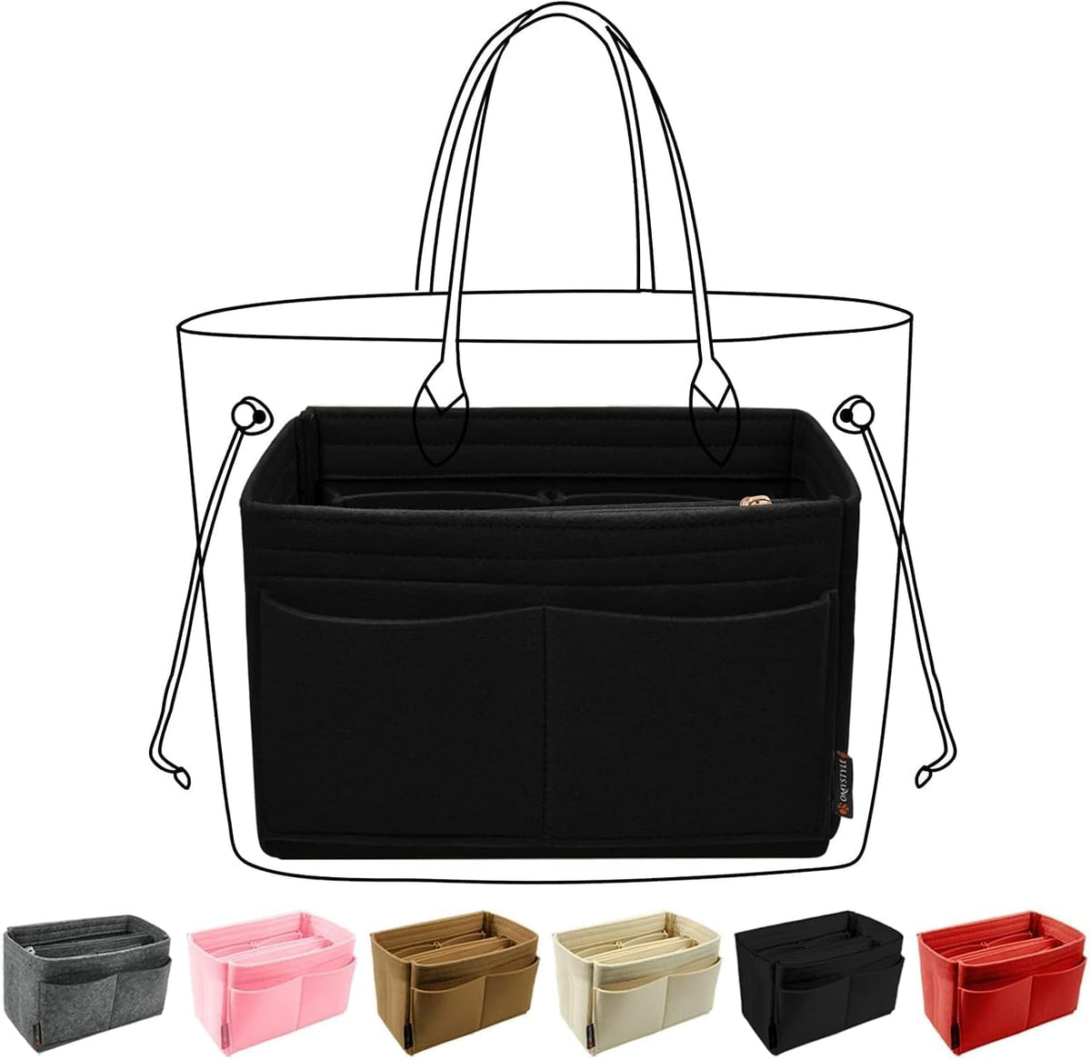 Purse Organizer Insert, Felt Tote Bag Organizer Insert with 5 Sizes, Handbag Dividers for Inside Purse, Compatible with Longchamp, Neverful, Speedy and More
