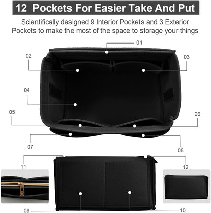 Purse Organizer Insert, Felt Tote Bag Organizer Insert with 5 Sizes, Handbag Dividers for Inside Purse, Compatible with Longchamp, Neverful, Speedy and More