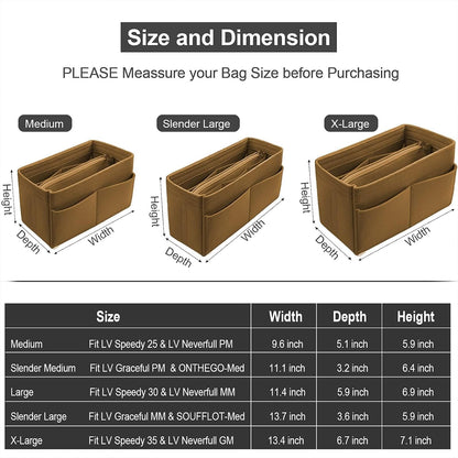 Purse Organizer Insert, Felt Tote Bag Organizer Insert with 5 Sizes, Handbag Dividers for Inside Purse, Compatible with Longchamp, Neverful, Speedy and More