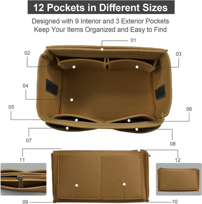 Purse Organizer Insert, Felt Tote Bag Organizer Insert with 5 Sizes, Handbag Dividers for Inside Purse, Compatible with Longchamp, Neverful, Speedy and More
