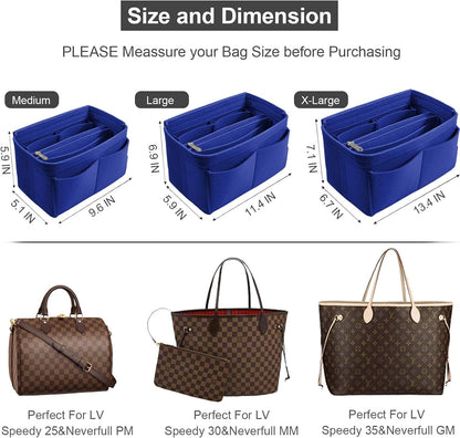 Purse Organizer Insert, Felt Tote Bag Organizer Insert with 5 Sizes, Handbag Dividers for Inside Purse, Compatible with Longchamp, Neverful, Speedy and More