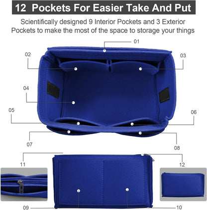 Purse Organizer Insert, Felt Tote Bag Organizer Insert with 5 Sizes, Handbag Dividers for Inside Purse, Compatible with Longchamp, Neverful, Speedy and More