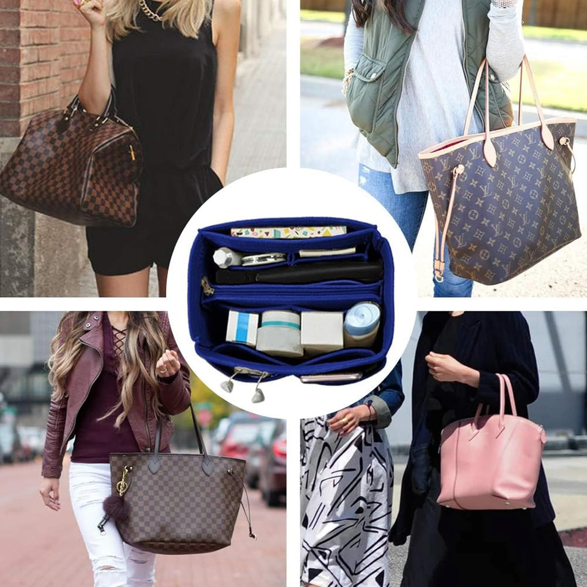 Purse Organizer Insert, Felt Tote Bag Organizer Insert with 5 Sizes, Handbag Dividers for Inside Purse, Compatible with Longchamp, Neverful, Speedy and More