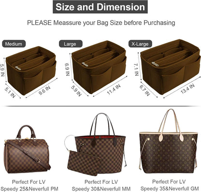 Purse Organizer Insert, Felt Tote Bag Organizer Insert with 5 Sizes, Handbag Dividers for Inside Purse, Compatible with Longchamp, Neverful, Speedy and More