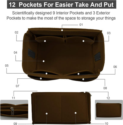 Purse Organizer Insert, Felt Tote Bag Organizer Insert with 5 Sizes, Handbag Dividers for Inside Purse, Compatible with Longchamp, Neverful, Speedy and More
