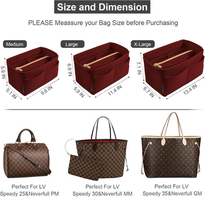 Purse Organizer Insert, Felt Tote Bag Organizer Insert with 5 Sizes, Handbag Dividers for Inside Purse, Compatible with Longchamp, Neverful, Speedy and More