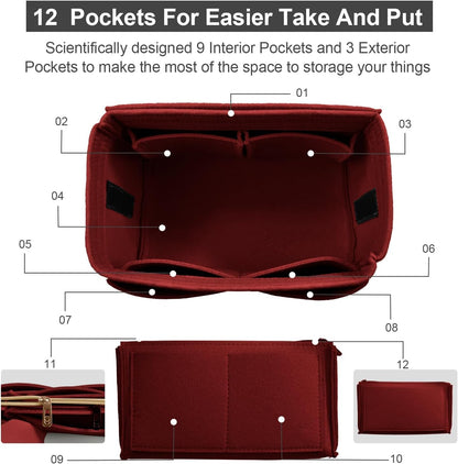Purse Organizer Insert, Felt Tote Bag Organizer Insert with 5 Sizes, Handbag Dividers for Inside Purse, Compatible with Longchamp, Neverful, Speedy and More