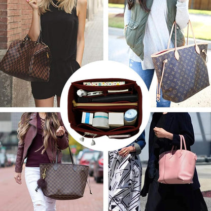Purse Organizer Insert, Felt Tote Bag Organizer Insert with 5 Sizes, Handbag Dividers for Inside Purse, Compatible with Longchamp, Neverful, Speedy and More