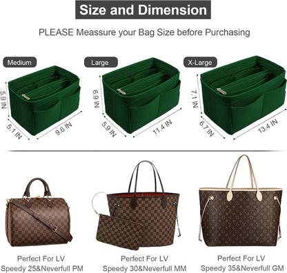 Purse Organizer Insert, Felt Tote Bag Organizer Insert with 5 Sizes, Handbag Dividers for Inside Purse, Compatible with Longchamp, Neverful, Speedy and More