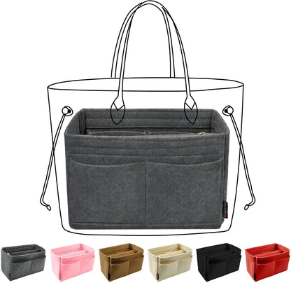 Purse Organizer Insert, Felt Tote Bag Organizer Insert with 5 Sizes, Handbag Dividers for Inside Purse, Compatible with Longchamp, Neverful, Speedy and More