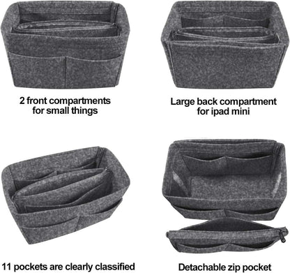 Purse Organizer Insert, Felt Tote Bag Organizer Insert with 5 Sizes, Handbag Dividers for Inside Purse, Compatible with Longchamp, Neverful, Speedy and More