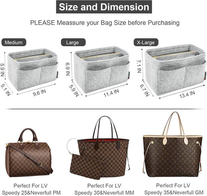 Purse Organizer Insert, Felt Tote Bag Organizer Insert with 5 Sizes, Handbag Dividers for Inside Purse, Compatible with Longchamp, Neverful, Speedy and More