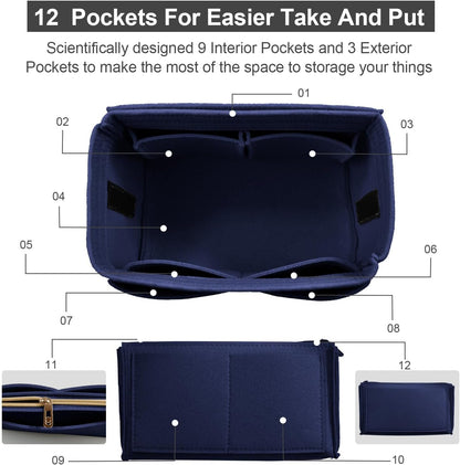 Purse Organizer Insert, Felt Tote Bag Organizer Insert with 5 Sizes, Handbag Dividers for Inside Purse, Compatible with Longchamp, Neverful, Speedy and More