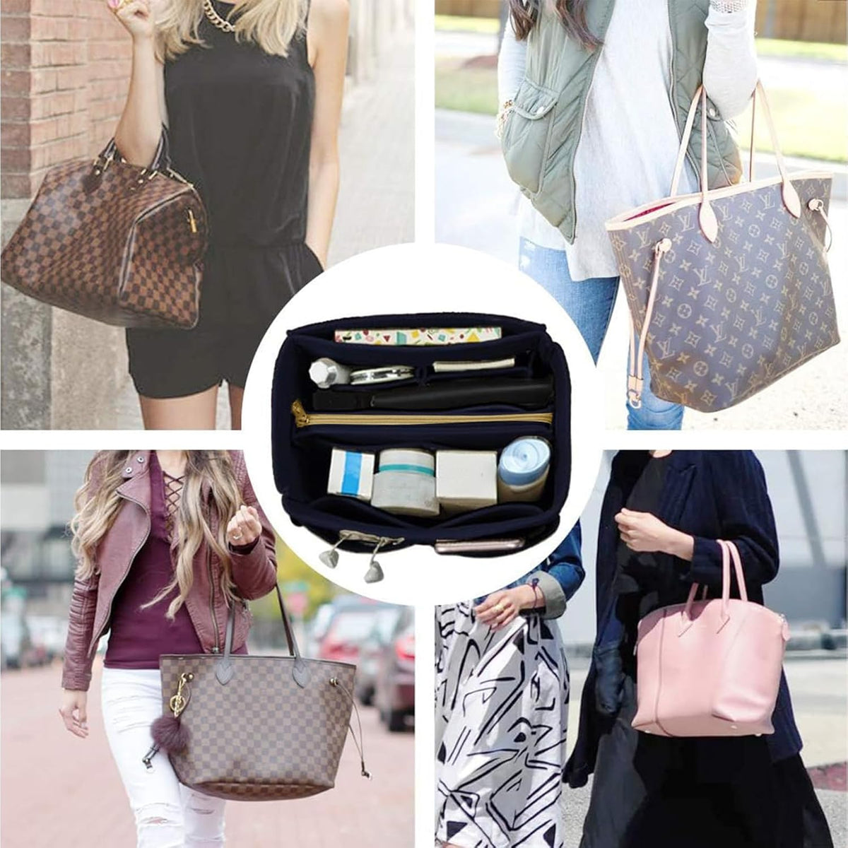 Purse Organizer Insert, Felt Tote Bag Organizer Insert with 5 Sizes, Handbag Dividers for Inside Purse, Compatible with Longchamp, Neverful, Speedy and More