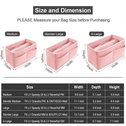 Purse Organizer Insert, Felt Tote Bag Organizer Insert with 5 Sizes, Handbag Dividers for Inside Purse, Compatible with Longchamp, Neverful, Speedy and More