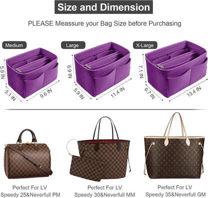 Purse Organizer Insert, Felt Tote Bag Organizer Insert with 5 Sizes, Handbag Dividers for Inside Purse, Compatible with Longchamp, Neverful, Speedy and More