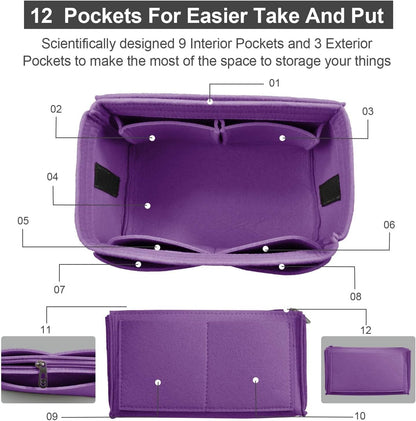 Purse Organizer Insert, Felt Tote Bag Organizer Insert with 5 Sizes, Handbag Dividers for Inside Purse, Compatible with Longchamp, Neverful, Speedy and More