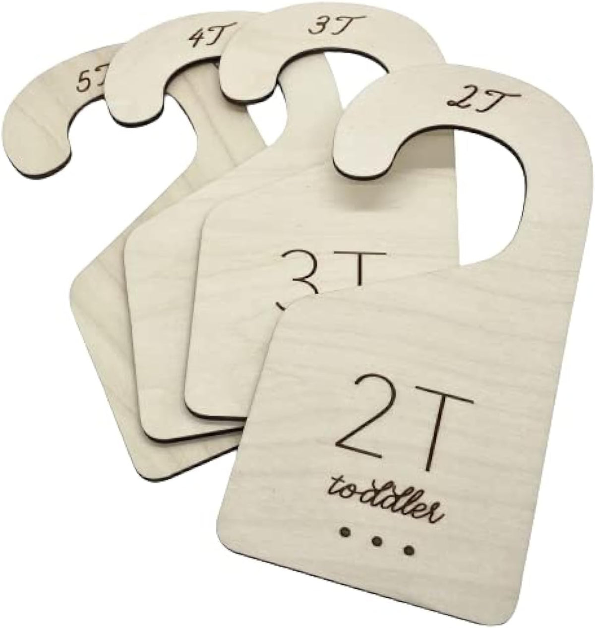 Baby Closet Dividers in Natural Birch Wood - Wooden Nursery Closet Organizer with Etched Labels for Newborn to 24 Months - 7 Piece Gift Set