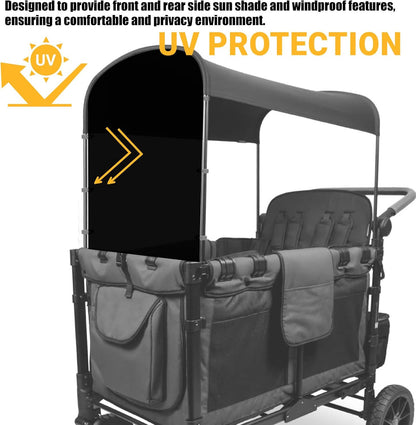 Side Breathable Sunshade Canopy with Clamps,UPF50+ Front and Rear Fence Sun Shields Compatible with Wonderfold Stroller Wagons W2/W4 All Model
