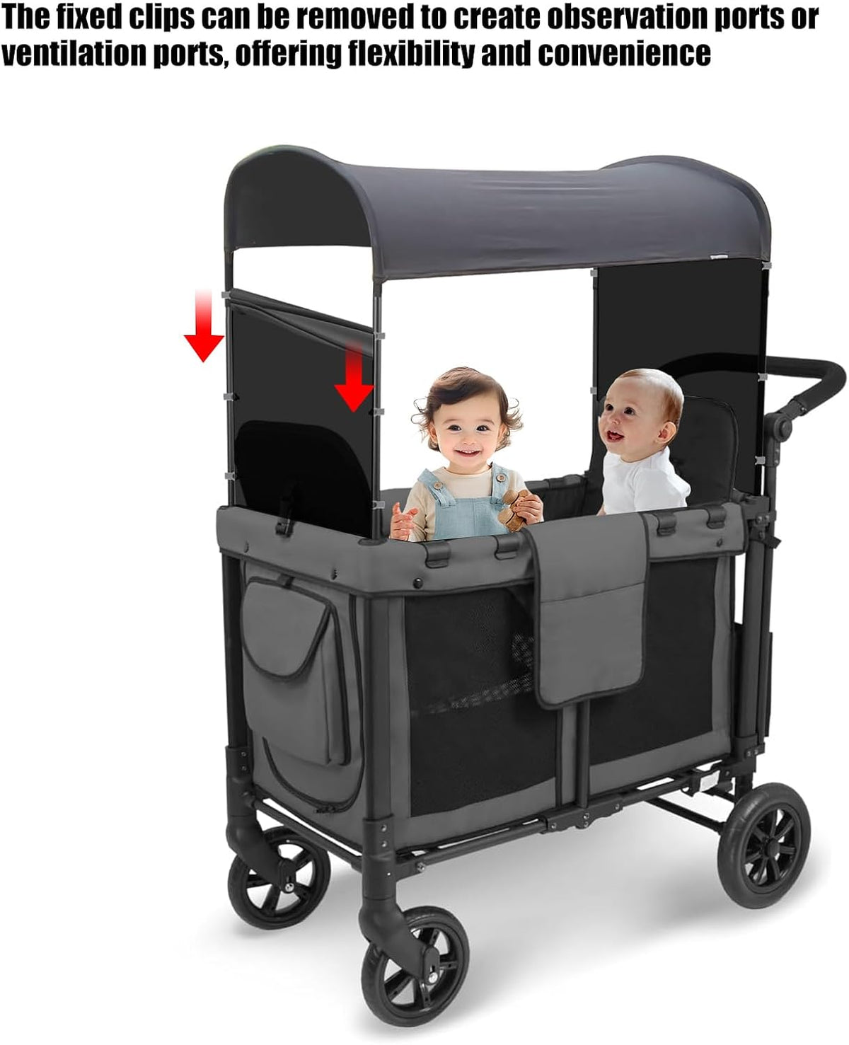 Side Breathable Sunshade Canopy with Clamps,UPF50+ Front and Rear Fence Sun Shields Compatible with Wonderfold Stroller Wagons W2/W4 All Model