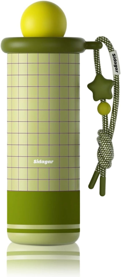 18 oz Tumbler with Straw, Insulated Stainless Steel Water Bottle, Travel Mug with Leak Proof Lid,Ceramic Coffee Cup for Women, Fits Cup Holder, BPA Free, Green