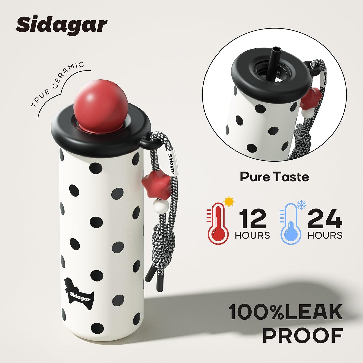 18 oz Tumbler with Straw, Insulated Stainless Steel Water Bottle, Travel Mug with Leak Proof Lid,Ceramic Coffee Cup for Women, Fits Cup Holder, BPA Free, Green