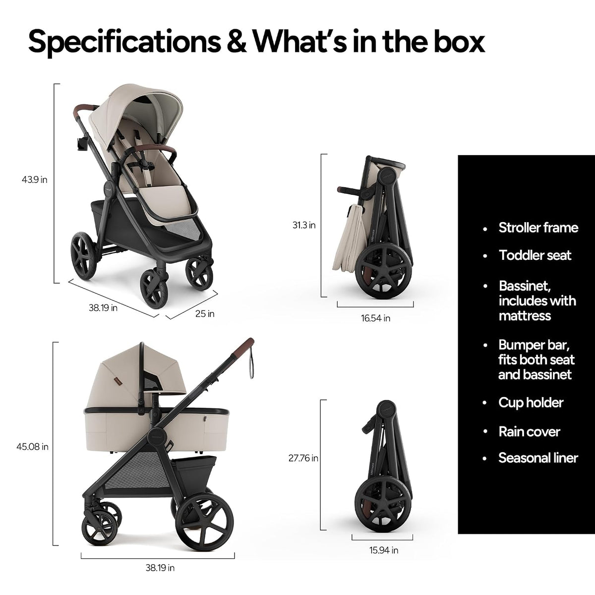 Ultimate 3 Stroller with Bassinet, Rider Board and Car Seat Adapter