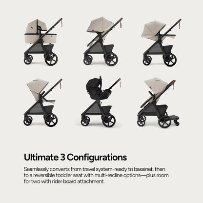 Ultimate 3 Stroller with Bassinet, Rider Board and Car Seat Adapter