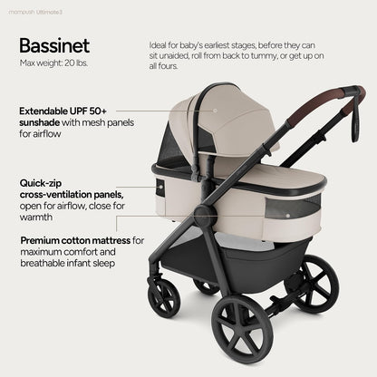 Ultimate 3 Stroller with Bassinet, Rider Board and Car Seat Adapter