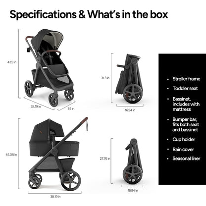 Ultimate 3 Stroller with Bassinet, Rider Board and Car Seat Adapter