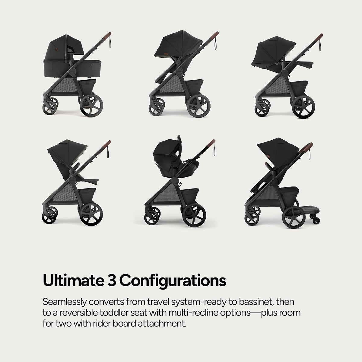 Ultimate 3 Stroller with Bassinet, Rider Board and Car Seat Adapter