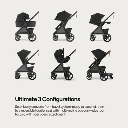 Ultimate 3 Stroller with Bassinet, Rider Board and Car Seat Adapter