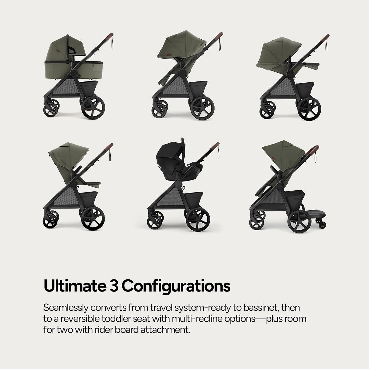 Ultimate 3 Stroller with Bassinet, Rider Board and Car Seat Adapter