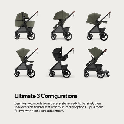 Ultimate 3 Stroller with Bassinet, Rider Board and Car Seat Adapter