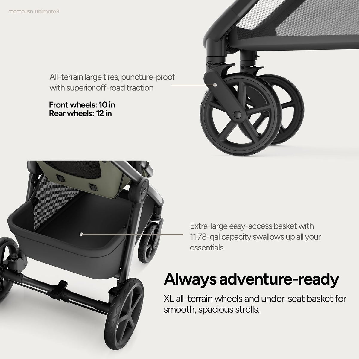 Ultimate 3 Stroller with Bassinet, Rider Board and Car Seat Adapter