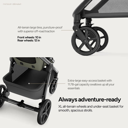 Ultimate 3 Stroller with Bassinet, Rider Board and Car Seat Adapter