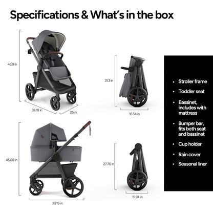 Ultimate 3 Stroller with Bassinet, Rider Board and Car Seat Adapter