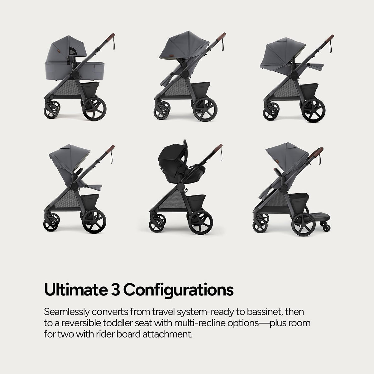 Ultimate 3 Stroller with Bassinet, Rider Board and Car Seat Adapter