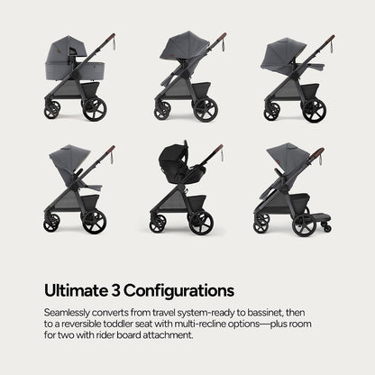 Ultimate 3 Stroller with Bassinet, Rider Board and Car Seat Adapter