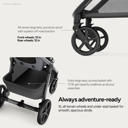 Ultimate 3 Stroller with Bassinet, Rider Board and Car Seat Adapter