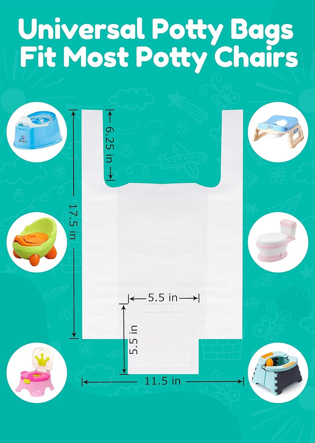 [90 Count] Disposable Potty Liners for OXO Tot 2-in-1 Go Potty