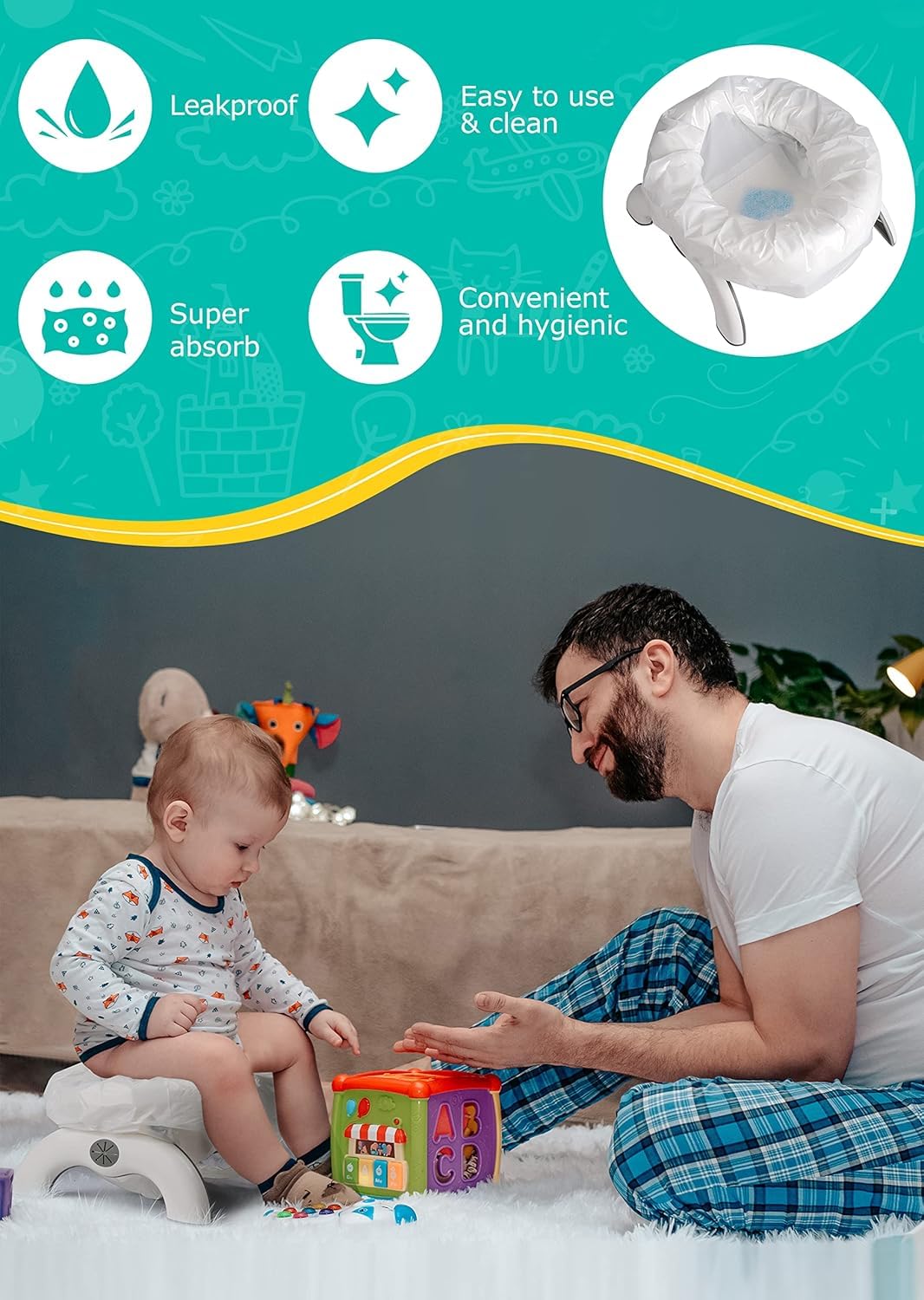 [90 Count] Disposable Potty Liners for OXO Tot 2-in-1 Go Potty