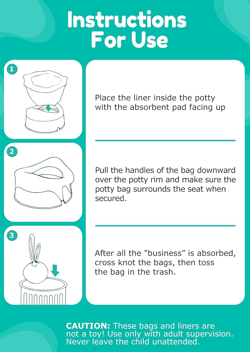 [90 Count] Disposable Potty Liners for OXO Tot 2-in-1 Go Potty